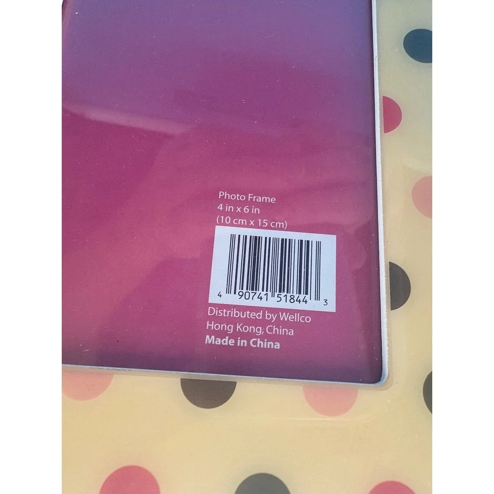 Wellco Photo Frame 4x6 Cream Pink Brown Polka Dot Whimsical Tabletop Decor